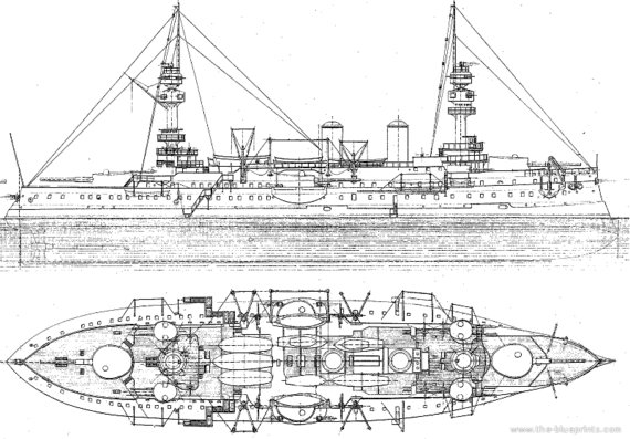 Боевой корабль NMF Jaureguiberry 1914 [Battleship] - чертежи, габариты, рисунки